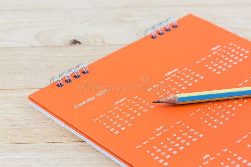 Closeup of Calendar Page and Pencil. Stock Photo Image of office