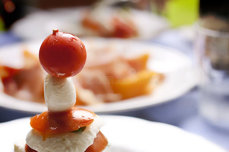 Closeup on caprese salad