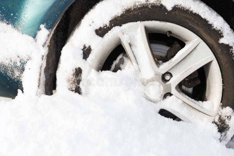Closeup of Car Wheel Stuck in Snow Stock Photo Image of closeup