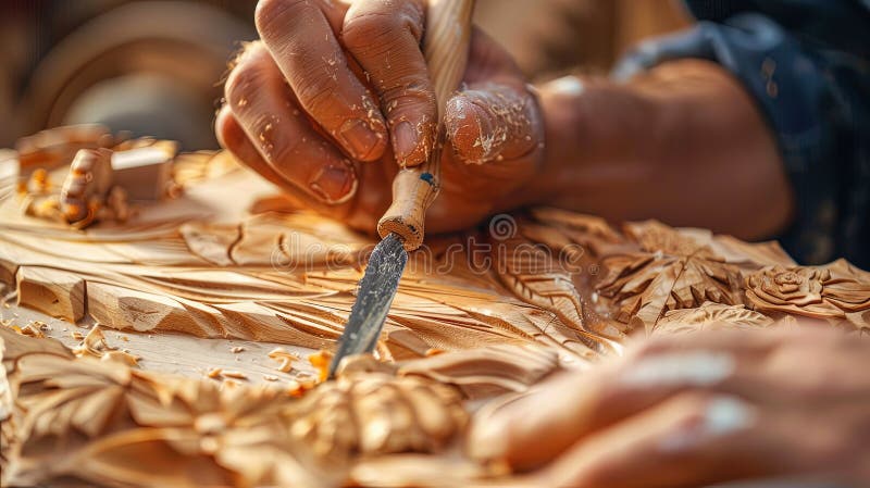 Detailné z rezbár ruky sochárstvo nástroj v drevený zabednit tvorba umelecký sochárstvo v dielňa.