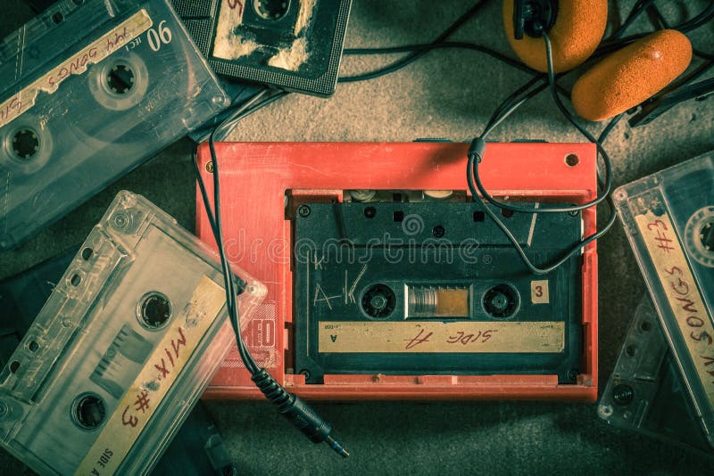 Cassette Tape with Walkman and Headphones Stock Photo Image of tapes