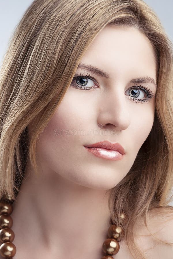 Closeup of Caucasian Blond Female Face royalty free stock photography