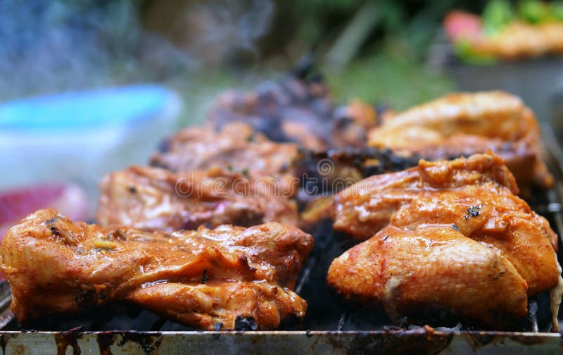 Closeup of a Chicken Grill Barbecue. Stock Image Image of background