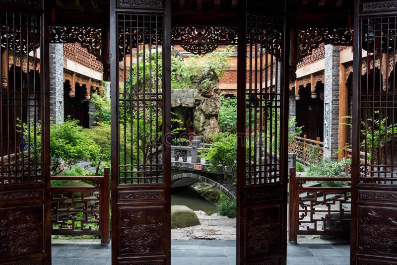 Closeup of a chinese garden in wuhan city stock photos Closeup of a chinese garden in wuhan city stock photos