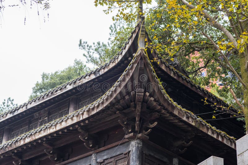 Closeup of Chinese temple eaves stock image