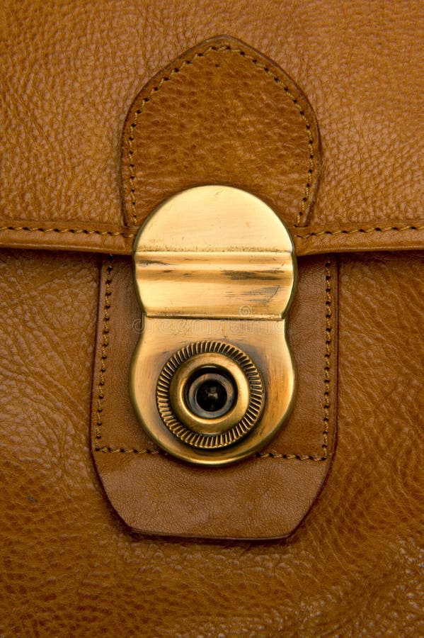 Closeup of Clasp on Battered, Leather Briefcase Stock Photo Image of