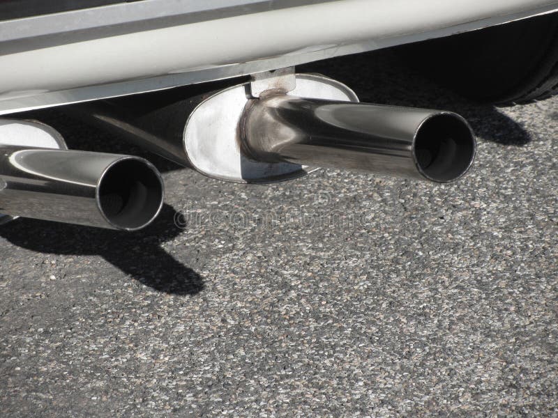 Closeup of a Classic Car Exhaust Pipe . Double Pipe Stock Image Image