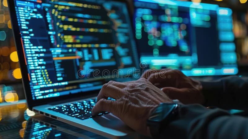 Closeup coding html and programming on screen laptop, development web, developer vector illustration