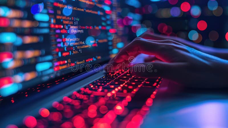 Closeup coding html and programming on screen laptop, development web, developer stock illustration