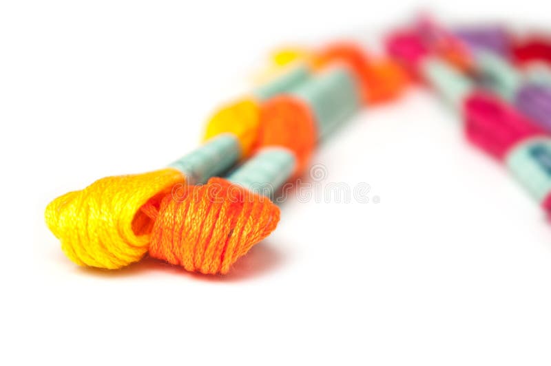 Colorful Cotton Threads on White Background Stock Photo Image of
