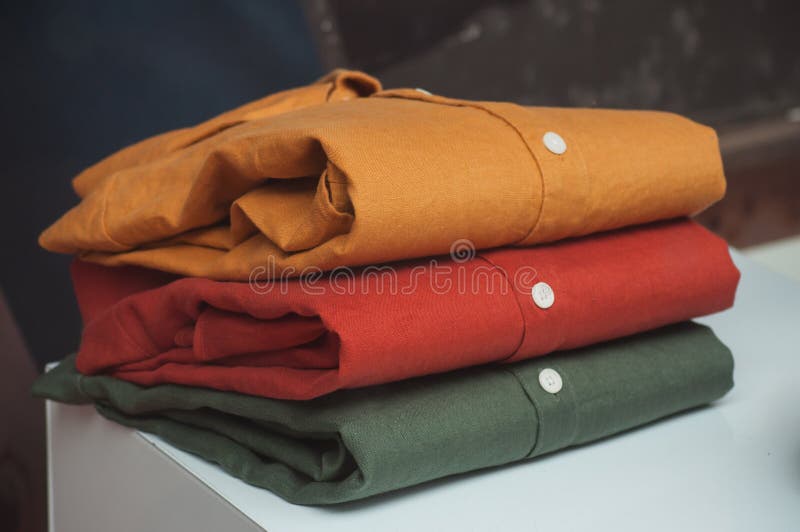 Colorful Shirts Set in Fashion Store for Men Showroom Stock Image ...