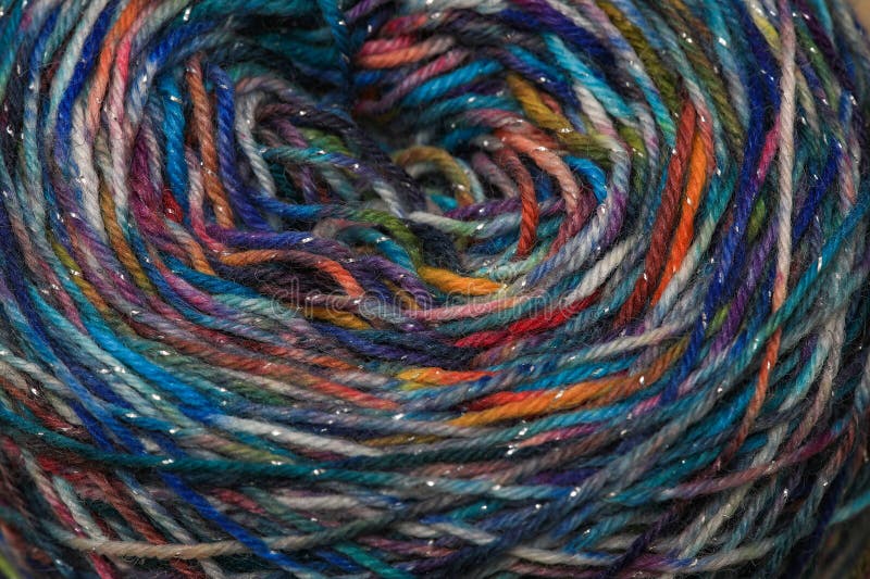 Closeup of colourful handspun and handdyed sock yarn stock images