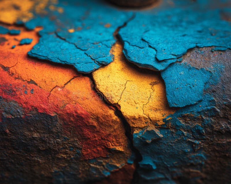 Closeup of Cracked and Flaking Paint Surface stock illustration