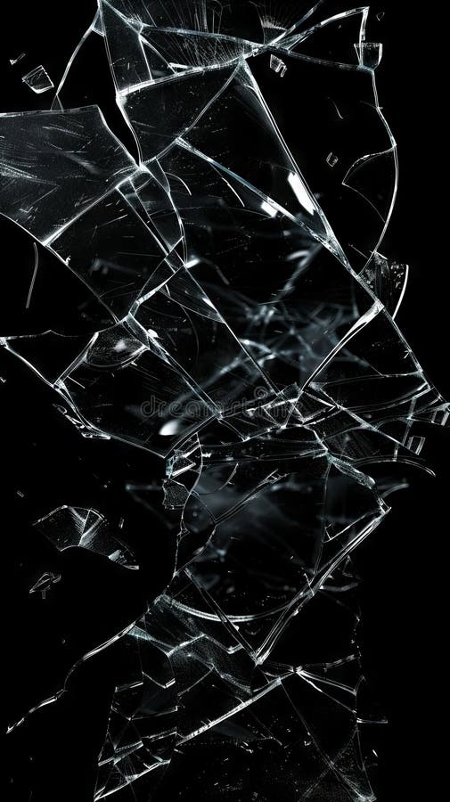 Closeup of cracked glass on black background royalty free illustration