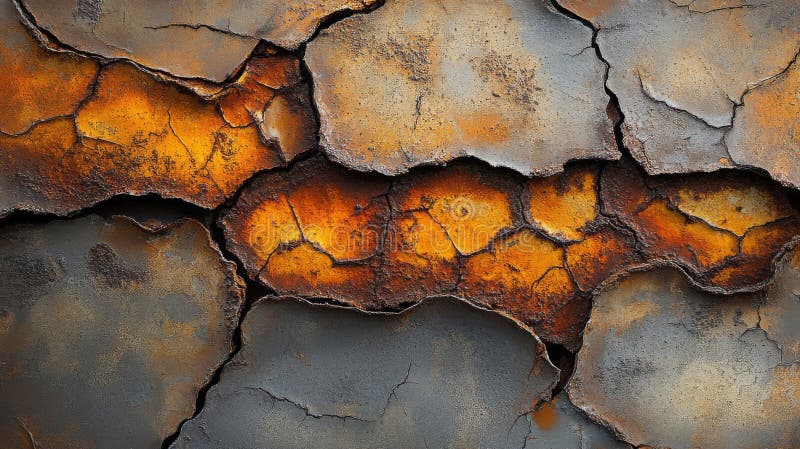 Closeup of Cracked Rusty Metal Texture stock illustration