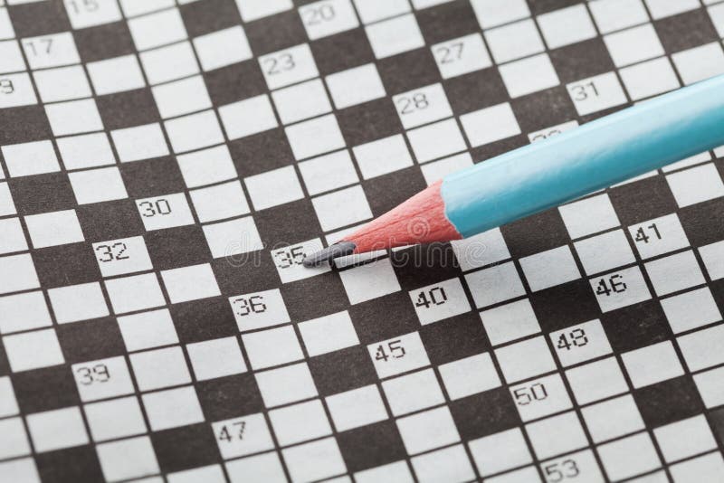Closeup Crossword Puzzle and Pencil Stock Image Image of closeup
