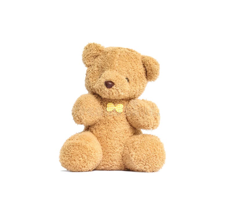Closeup cute brown bear doll isolated on white background with clipping path stock photos Closeup cute brown bear doll isolated on white background with clipping path stock photos