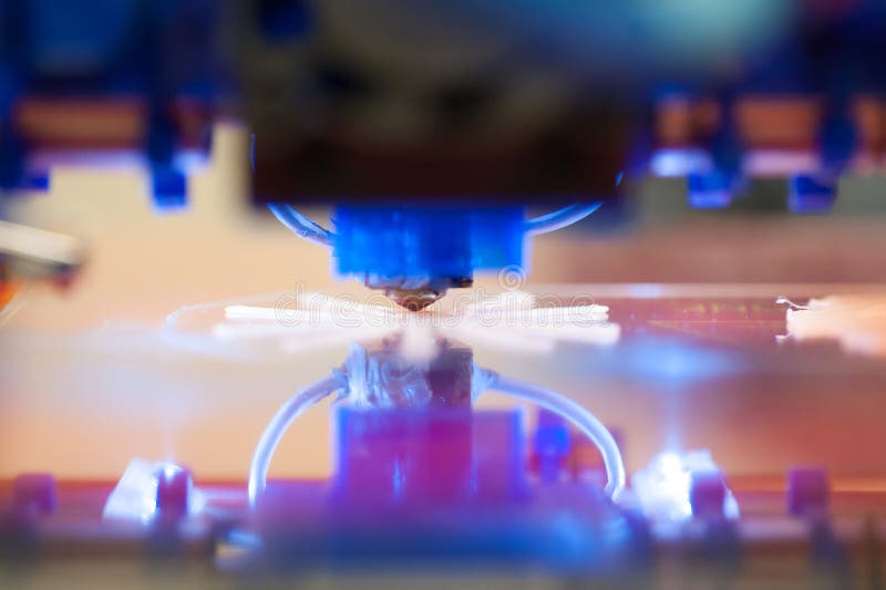 Closeup of 3D printer printing