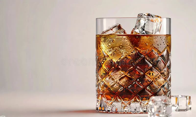 Closeup d'un verre de whisky avec des glaçons illustration libre de droits