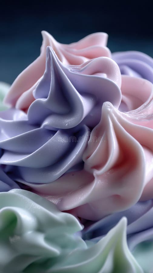 Closeup de glazură colorată pastelată vârtejuri lavandă roz și mentă verde abstract texturat fundal pentru desert și royalty free illustration