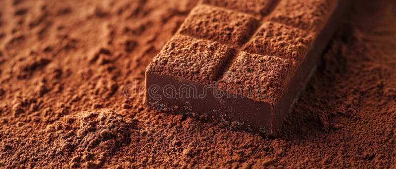 Closeup of delicious dark chocolate bar recouvert de poudre de cacao riche créant une expérience de dessert alléchante et indulgen illustration stock