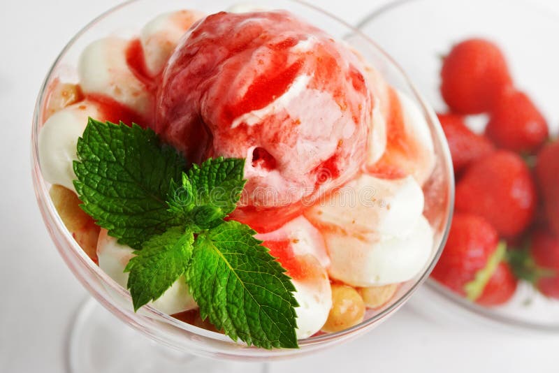 Closeup of delicious Strawberry Ice Cream stock image