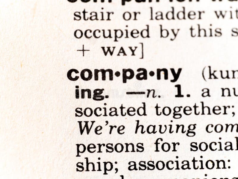 Closeup of the dictionary definition of the word company royalty free stock photos