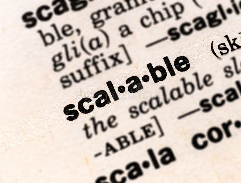 Closeup of the dictionary definition of the word scalable royalty free stock photo
