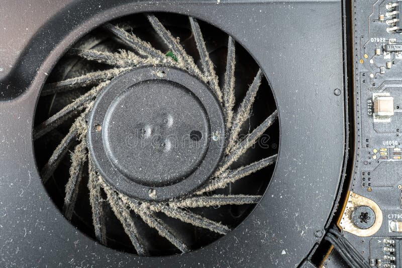 Closeup of dirty computer fan