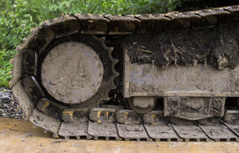 Closeup of Dirty Digging Machine Tire Tracks Stock Photo Image of