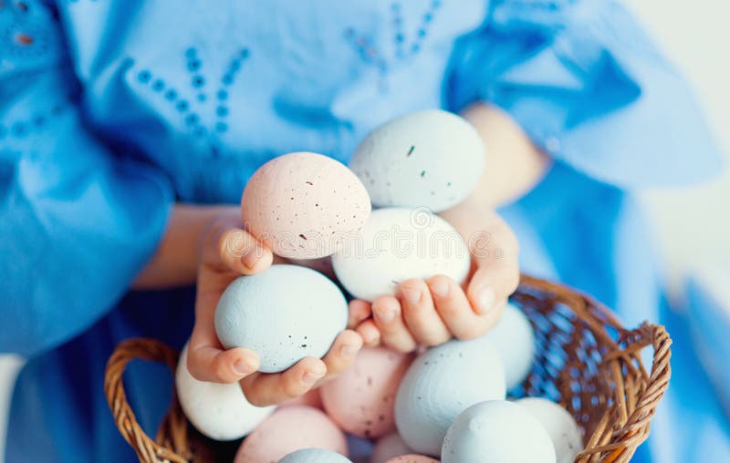 Closeup Of Easter Eggs Happy Easter Easter Decoration Stock