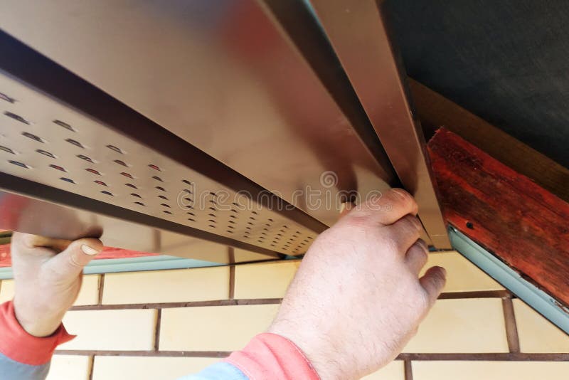 Closeup of eaves hanging in newly built houses royalty free stock photo