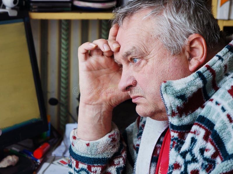 Portrait of sad elderly man