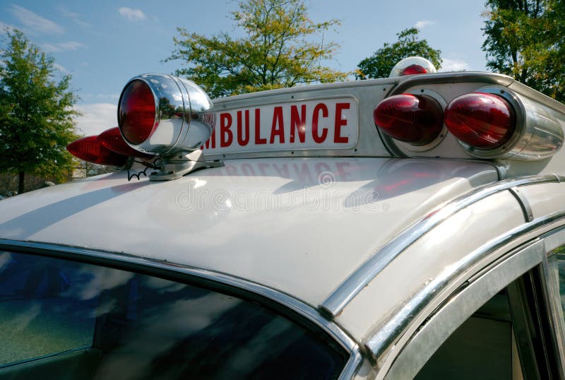 Closeup of the Emergency Lights on an Antique Ambulance Stock Image