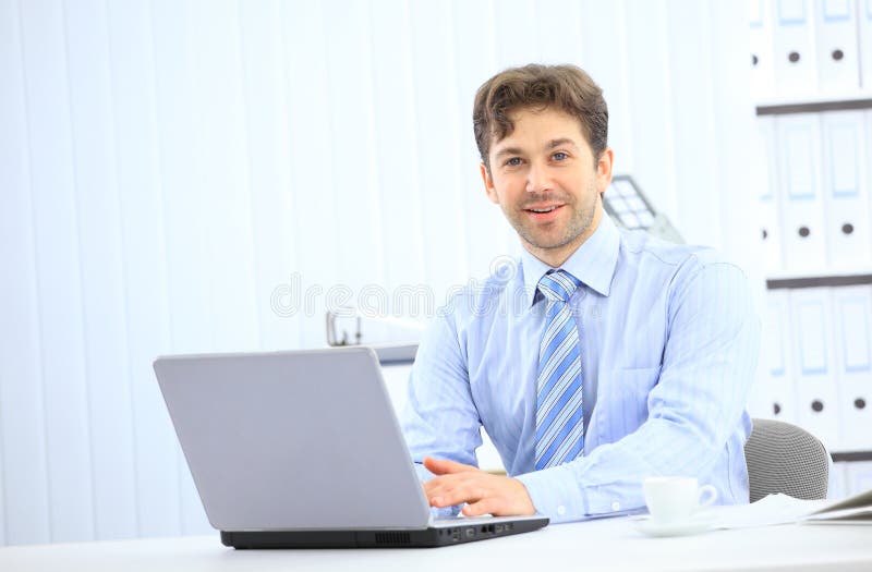 Closeup of employee in the office working