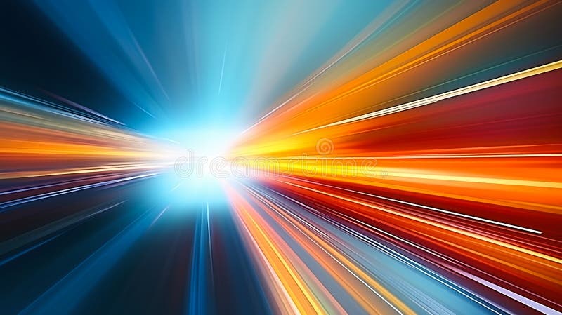 Closeup of an engine with blurry light at the end of a tunnel vector illustration