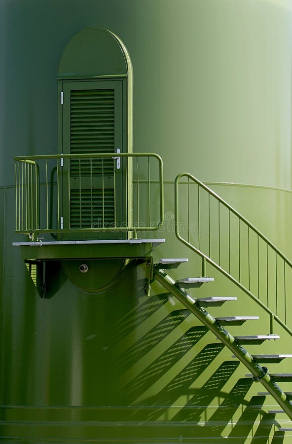 Closeup of the entrance of a wind turbine