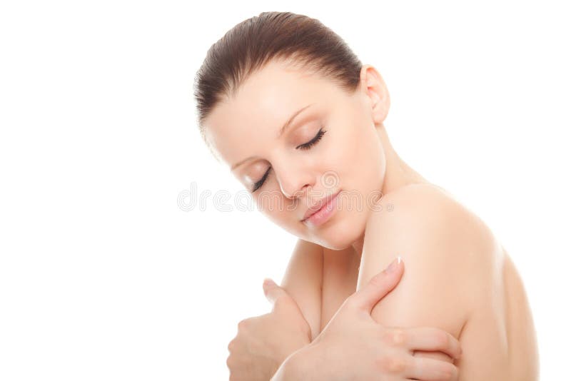 Closeup face woman with fresh clean skin royalty free stock images