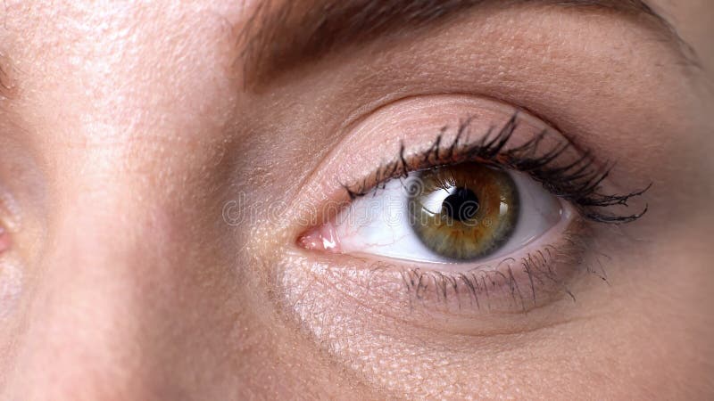 Closeup of female eye, suffering dry eye syndrome, vision problems fatigue. Stock photo stock photo