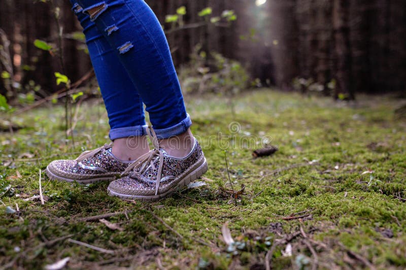 Closeup of Female Hiker Feet Walking on a Forest Trail Stock Image ...