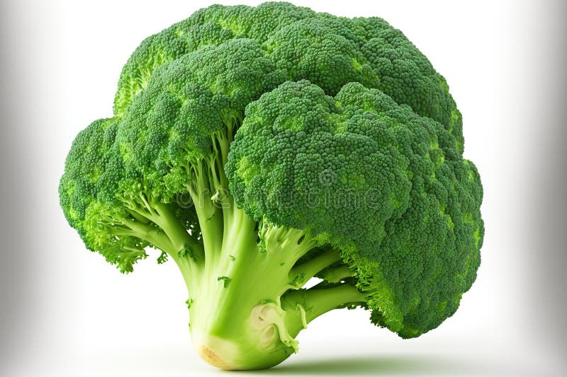 A closeup of fresh broccoli on a white background royalty free illustration.