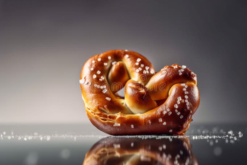 Closeup freshly pretzel. Generate AI stock photography