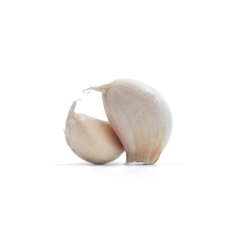 Closeup Garlic ,Herb isolate on white background stock photos