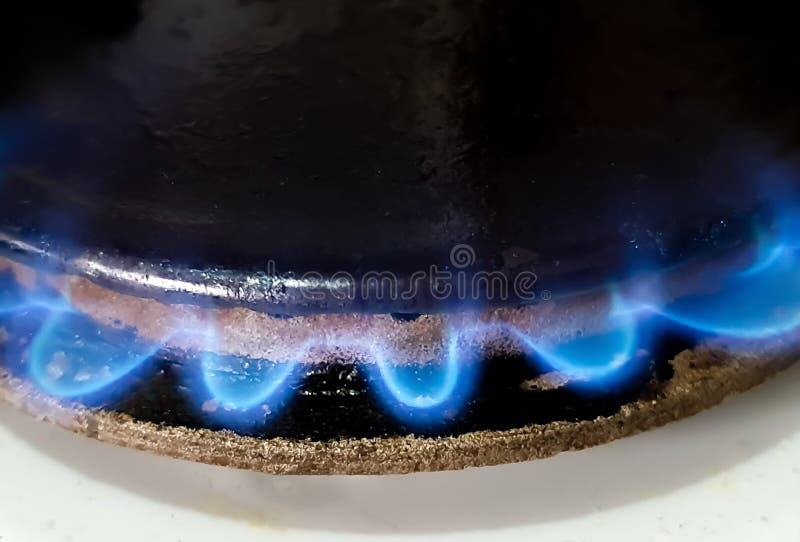 Closeup of a Gas Stove Burning Stock Photo Image of fire, appliance