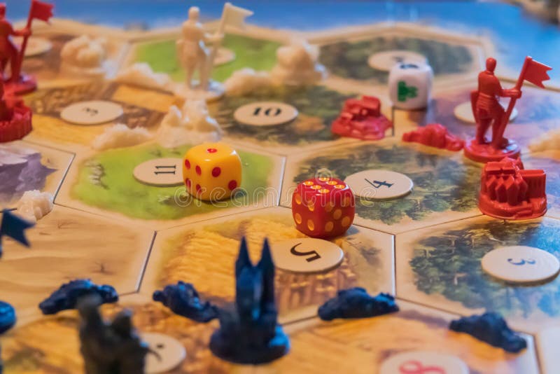 Closeup of a German Board Game Called the Settlers of Catan Editorial