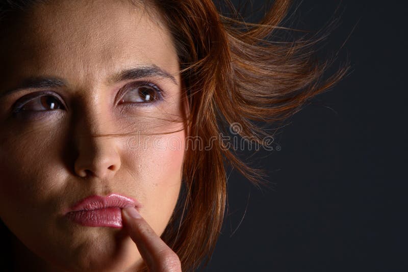 Closeup of girl thinking