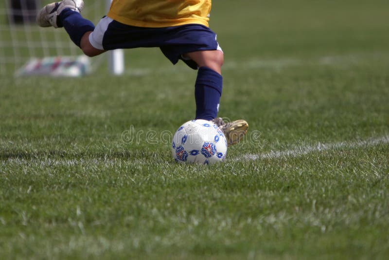 Kick Soccer Ball stock photo. Image of power, field, kicking 5396778
