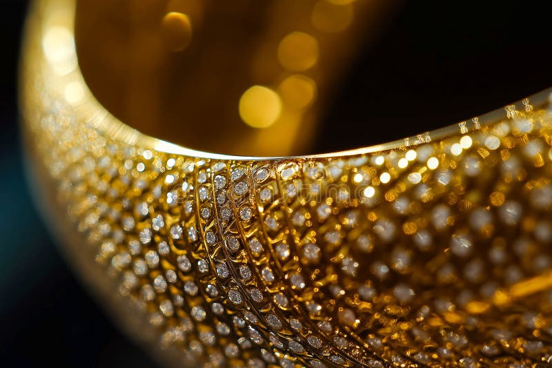 Closeup gold necklace with diamonds vector illustration