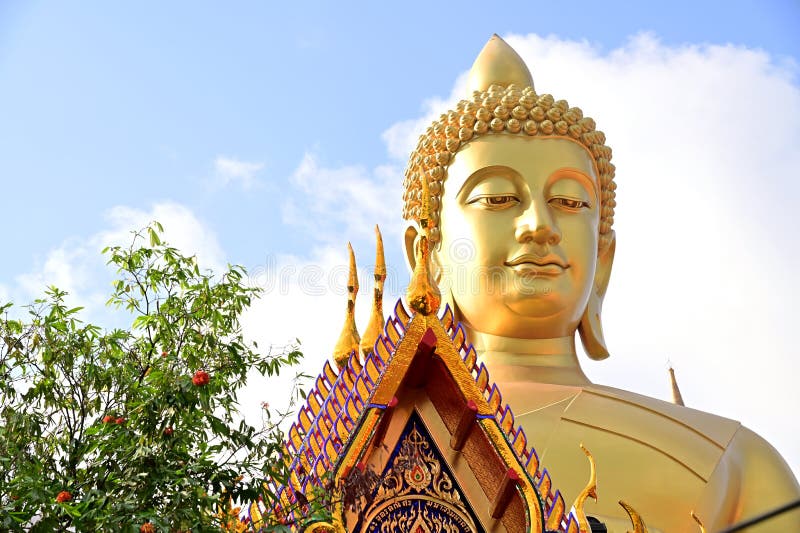 Closeup of Golden Buddha Statue in Meditation Posture Located Inside ...