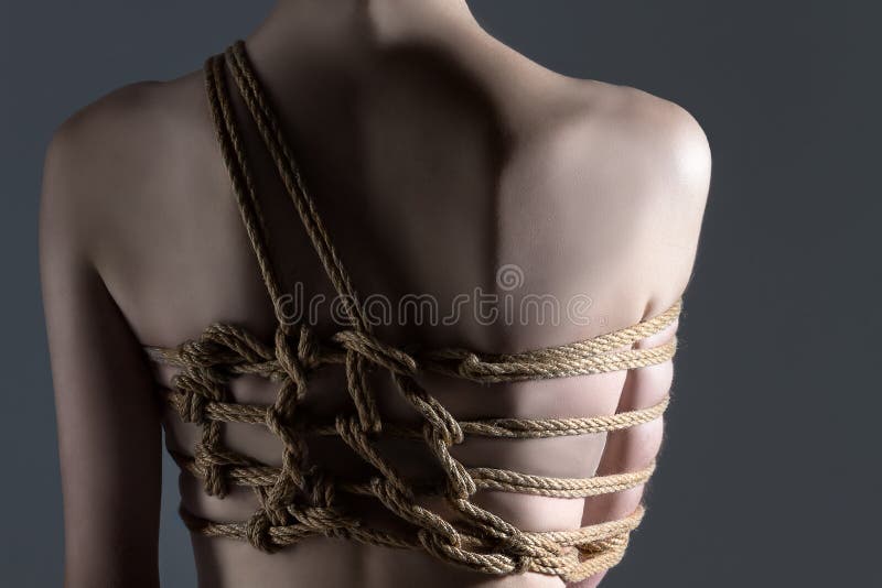 Woman in Art Bandage Tying with Rope Shibari Style